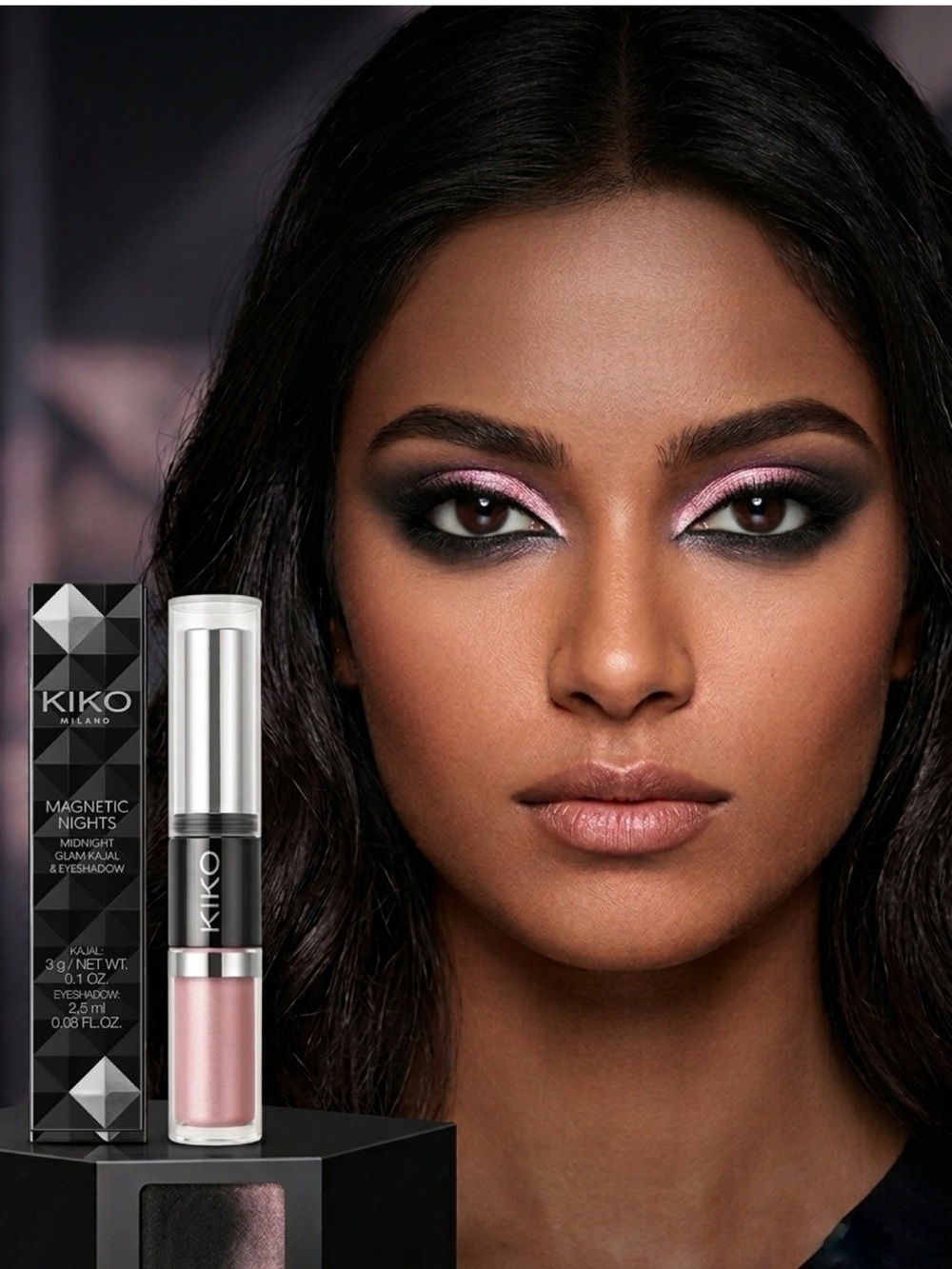 Kiko Milano Magnetic Nights-03 Glamour Eclipse Black Kajal & Pink Eyeshadow NWT